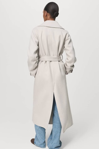 Manteau laine fait à la main ceinture - Gris