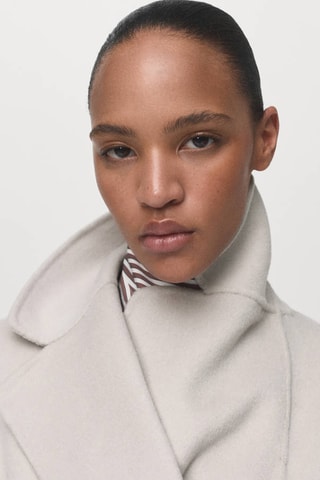 Manteau laine fait à la main ceinture - Gris