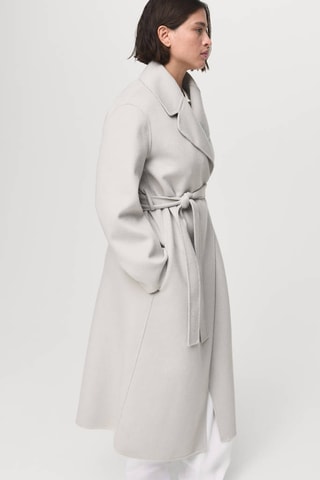 Manteau laine fait à la main ceinture - Gris