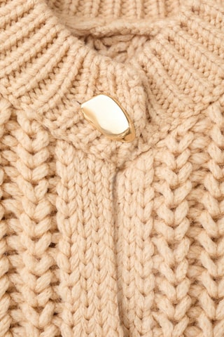 Cardigan maille épaisse boutons bijoux - Beige