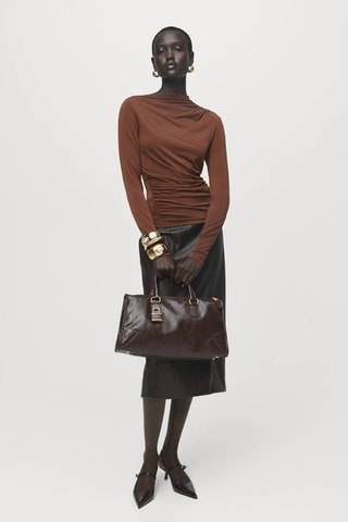 T-shirt drapé cintré - Marron