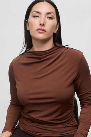 T-shirt drapé cintré - Marron