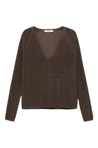 Pull-over Lurex col V - Marron