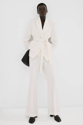 Pantalon de costume taille haute - Beige