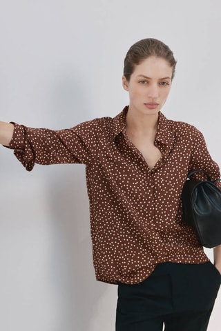 Chemise droite imprimée - Marron