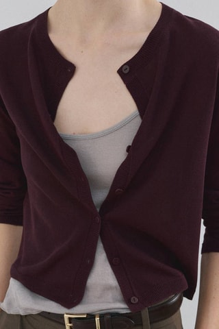 Cardigan droit maille fine - Bordeaux