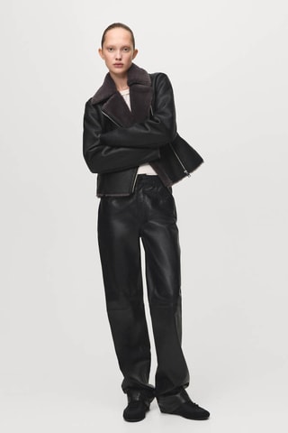 Veste biker fourrure synthétique - Noir