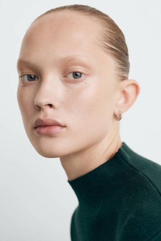 Pull-over maille col montant - Vert foncé