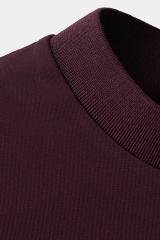 Top en maille fine avec col cheminée - Bordeaux