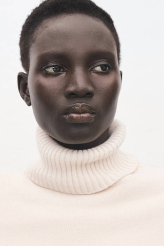 Pull-over maille col roulé - Écru