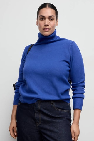 Pull-over maille col roulé - Bleu