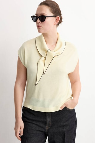 Top maille détail foulard - Jaune