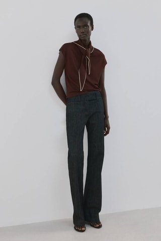 Top maille détail foulard - Marron