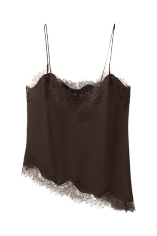 Top lingerie dentelle asymétrique - Marron