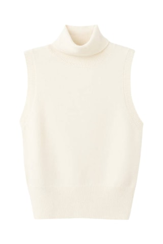 Top maille col roulé - Écru