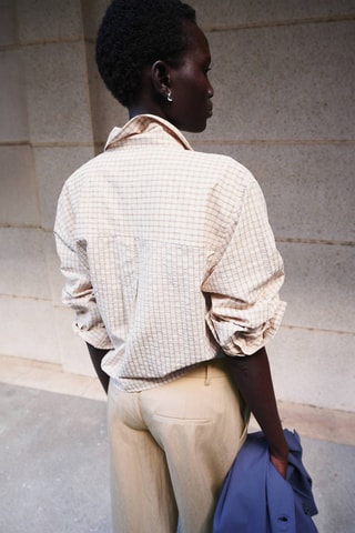 Chemise droite carreaux - Marron