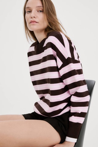 Pull-over en maille à rayures - Marron