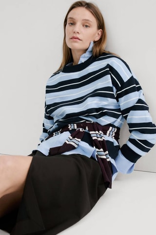 Pull-over en maille à rayures - Bleu marine