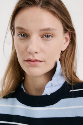 Pull-over en maille à rayures - Bleu marine