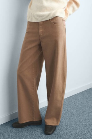 Jean balloon taille basse - Beige
