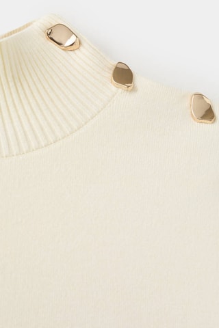 Pull-over maille boutons bijoux - Écru