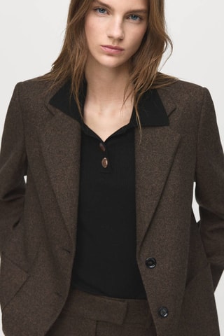 Pull-over maille côtelée col polo - Noir