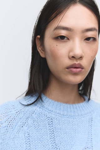 Pull-over maille tressée - Ciel