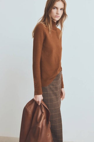 Pull col perkins poignets boutonnés - Marron