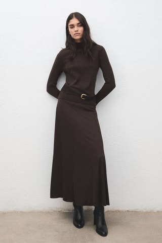 Pull col perkins poignets boutonnés - Marron