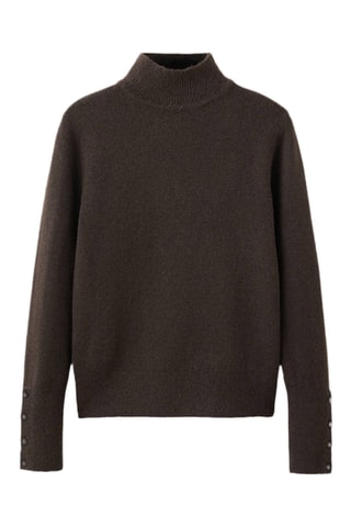 Pull col perkins poignets boutonnés - Marron