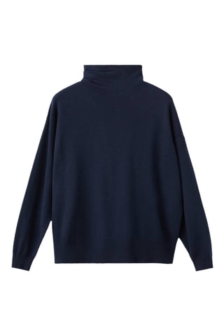 Pull col roulé drapé - Bleu marine