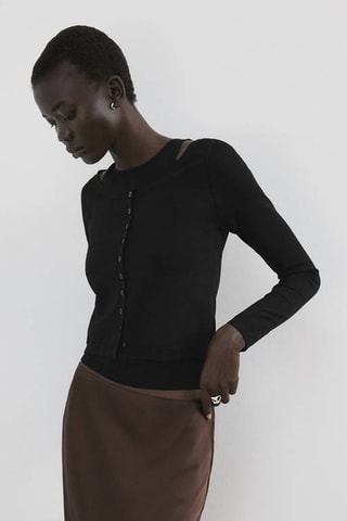 Pull-over maille combinée - Noir