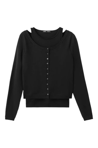 Pull-over maille combinée - Noir