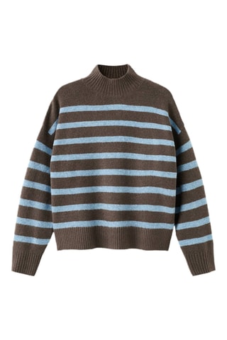 Pull rayé oversize col roulé - Marron