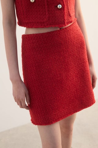 Jupe courte tweed - Rouge