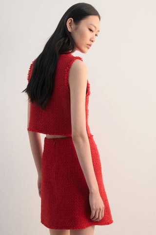 Jupe courte tweed - Rouge