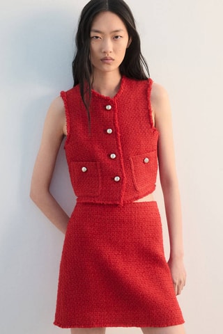 Jupe courte tweed - Rouge