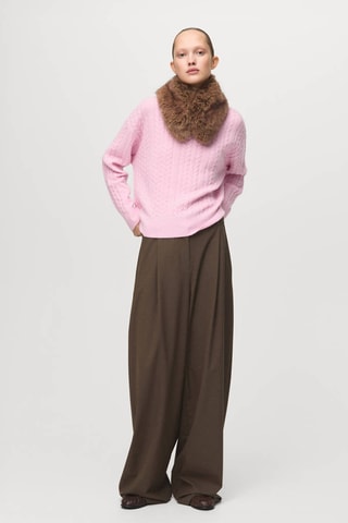 Pull-over maille tressée - Rose
