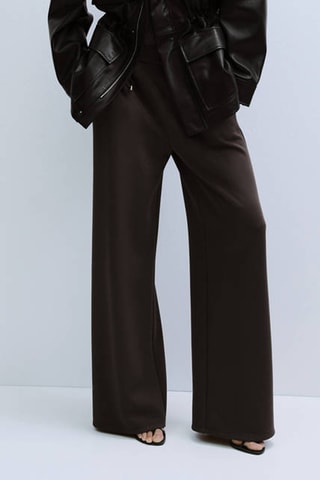 Pantalon droit taille élastique - Marron