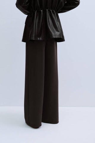 Pantalon droit taille élastique - Marron