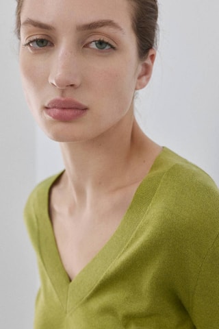 Pull-over maille col en V - Vert
