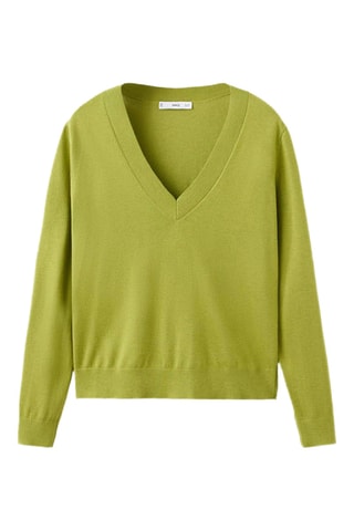 Pull-over maille col en V - Vert
