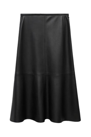 Jupe midi cuir synthétique - Noir