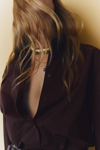 Chemise popeline oversize - Marron