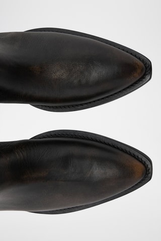 Bottes en cuir effet usé - Marron