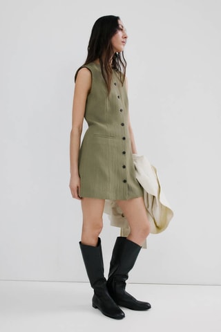 Robe courte boutonnée - Vert