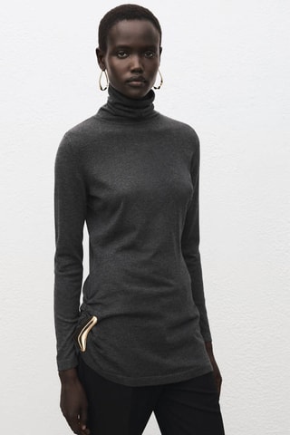 Pull col montant broche - Anthracite