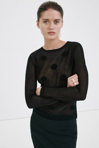 Pull-over maille pois - Noir