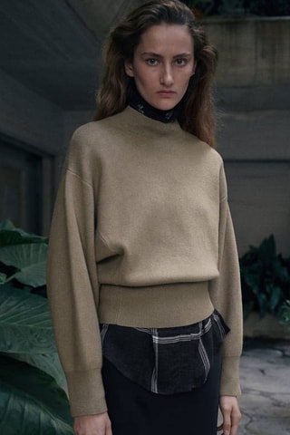 Pull-over oversize col montant - Gris clair