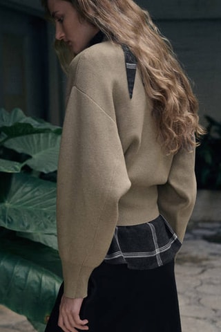 Pull-over oversize col montant - Gris clair